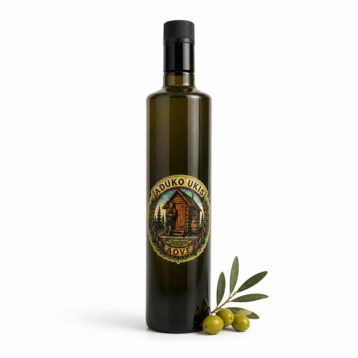 Aduko Ūkis AOVE pirmo šalto spaudimo nefiltruotas alyvuogių aliejus 0.5l butelis